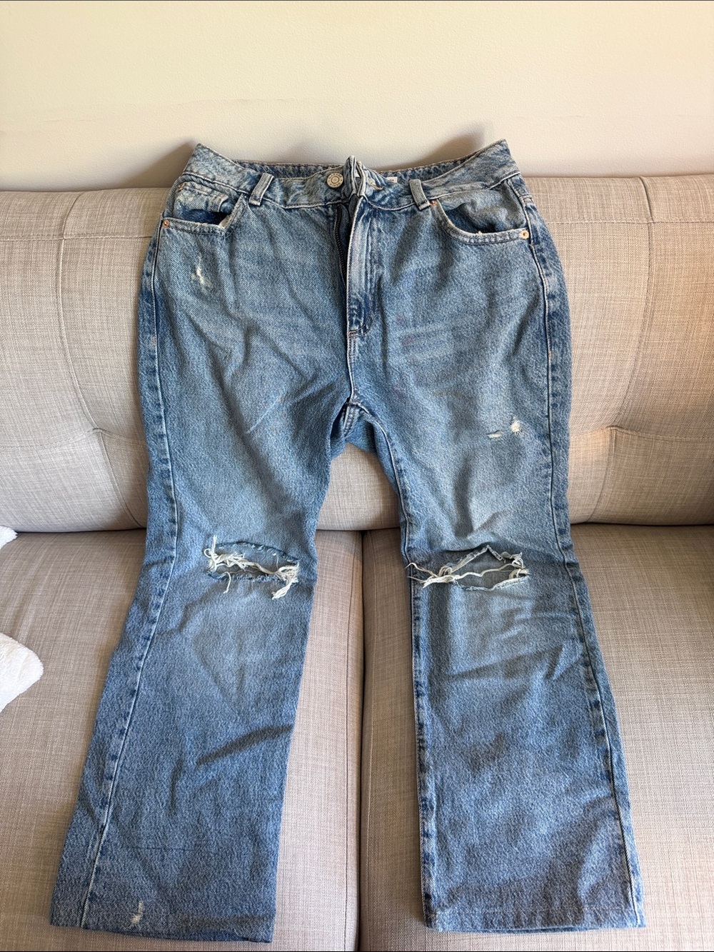 Garage Women's Straight-Leg Distressed Light Blue Jeans